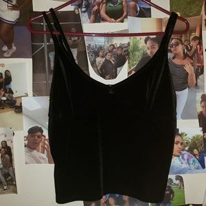 Black velvet tank top crop top